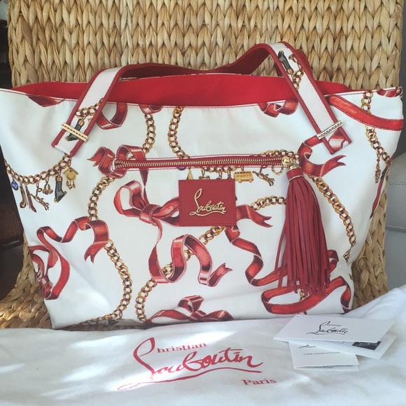 Christian Louboutin Handbags - NWT Christian Louboutin White & Red Ribbon Tote